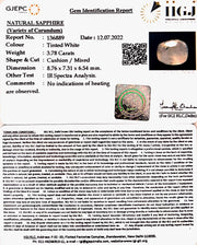 3.78/CT Natural White Sapphire with Govt Lab Certificate-6771